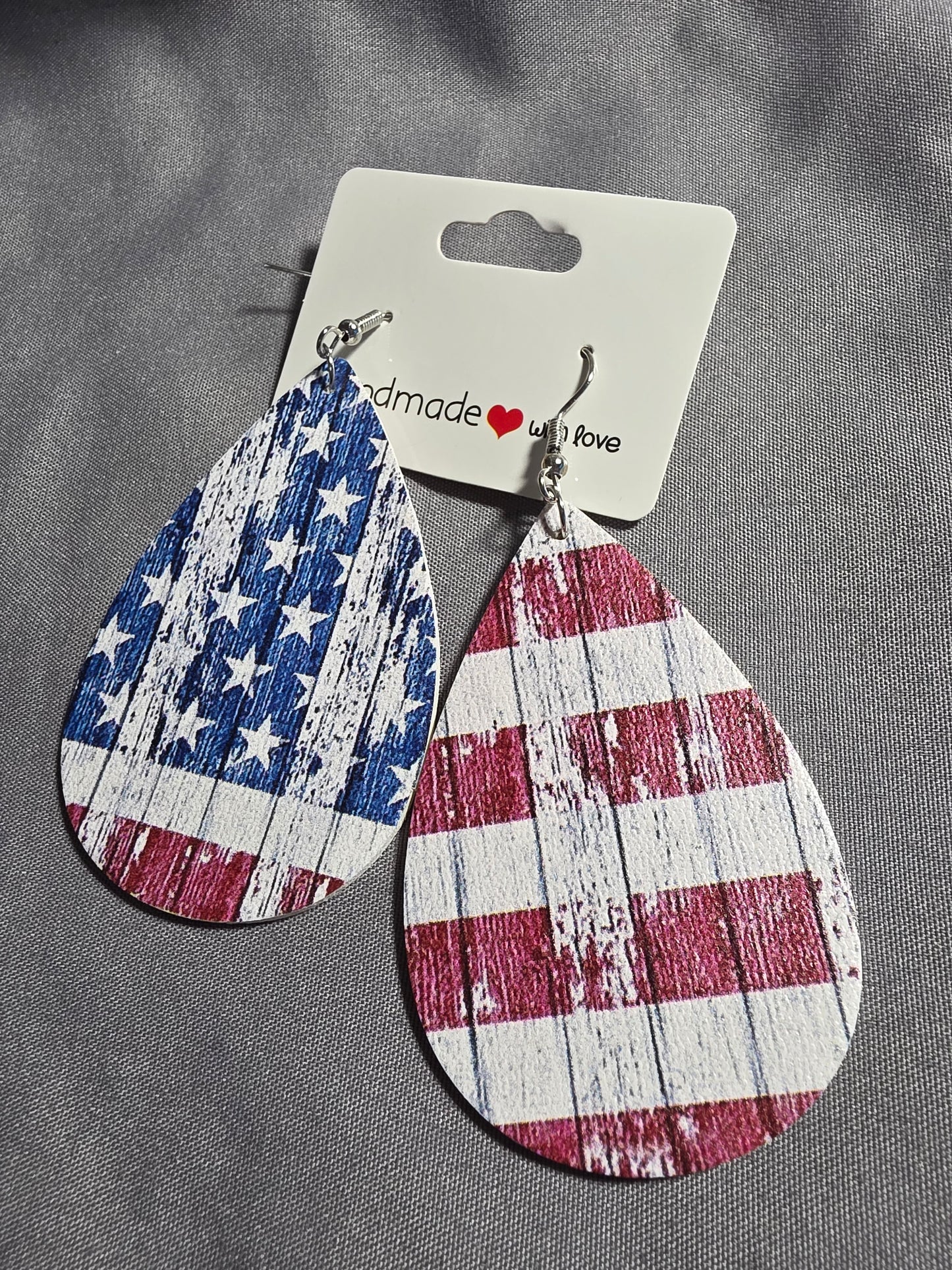 Leather Patriotic Earrings