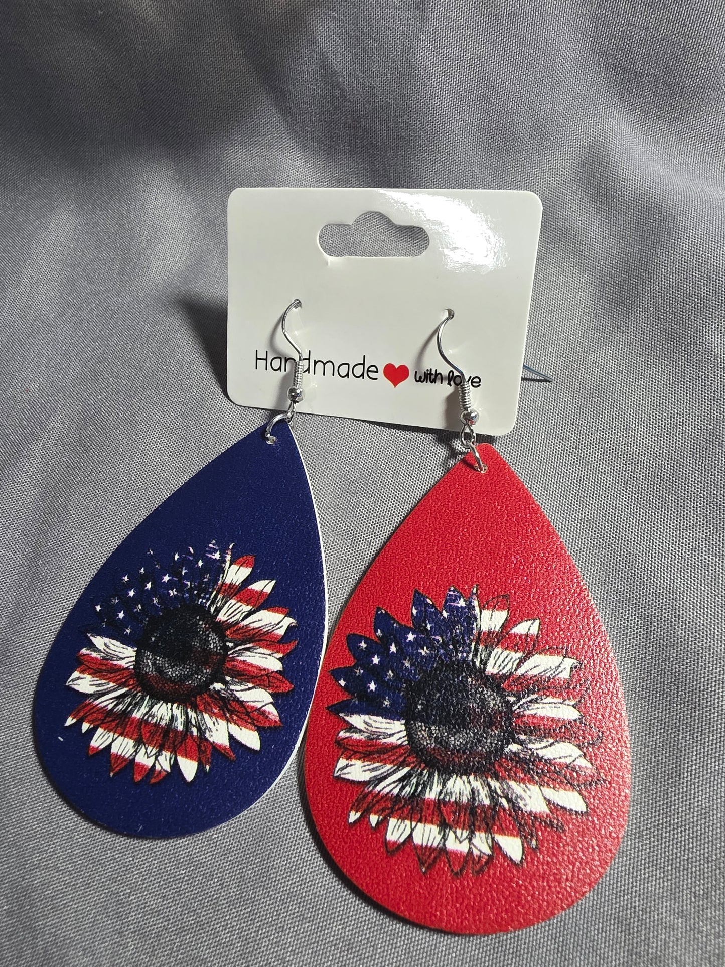 Leather Patriotic Earrings