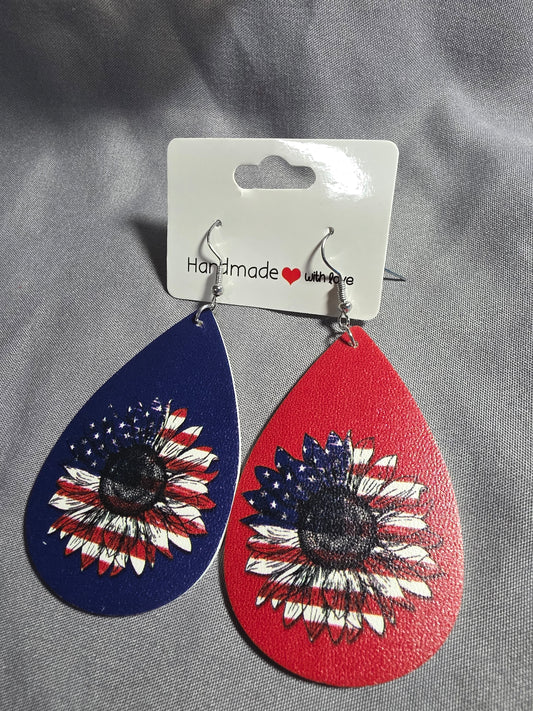 Leather Patriotic Earrings