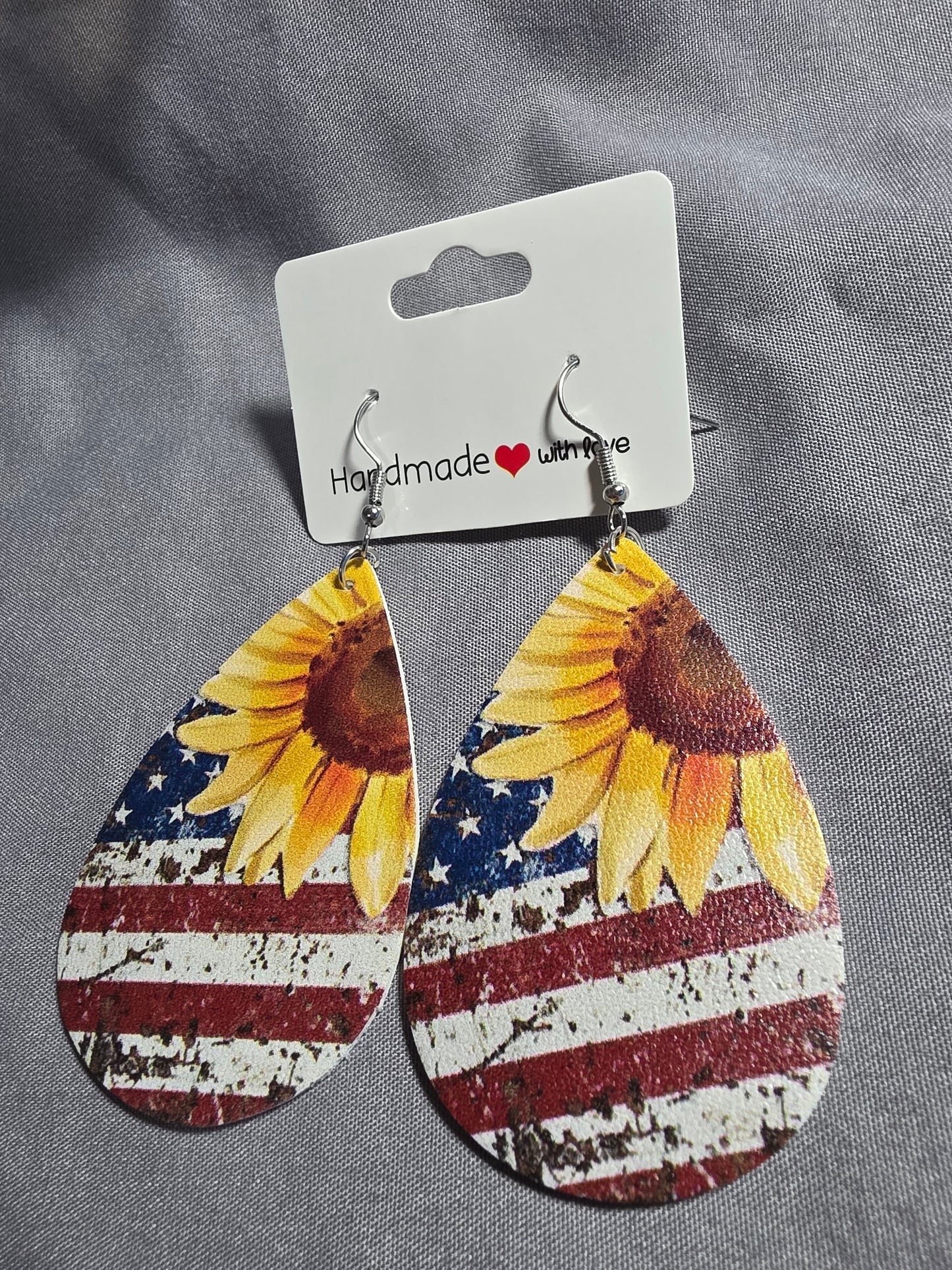 Leather Patriotic Earrings