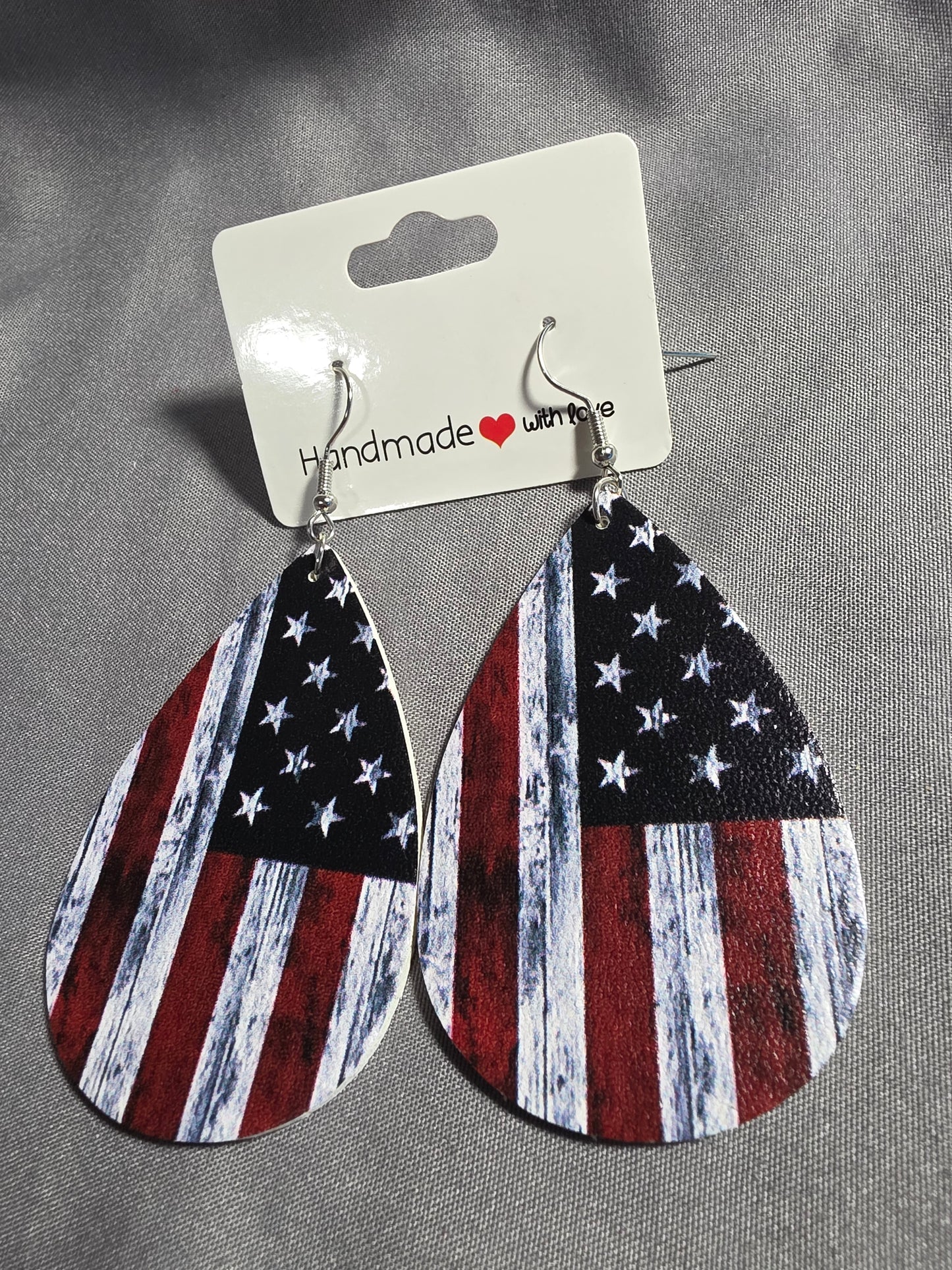 Leather Patriotic Earrings