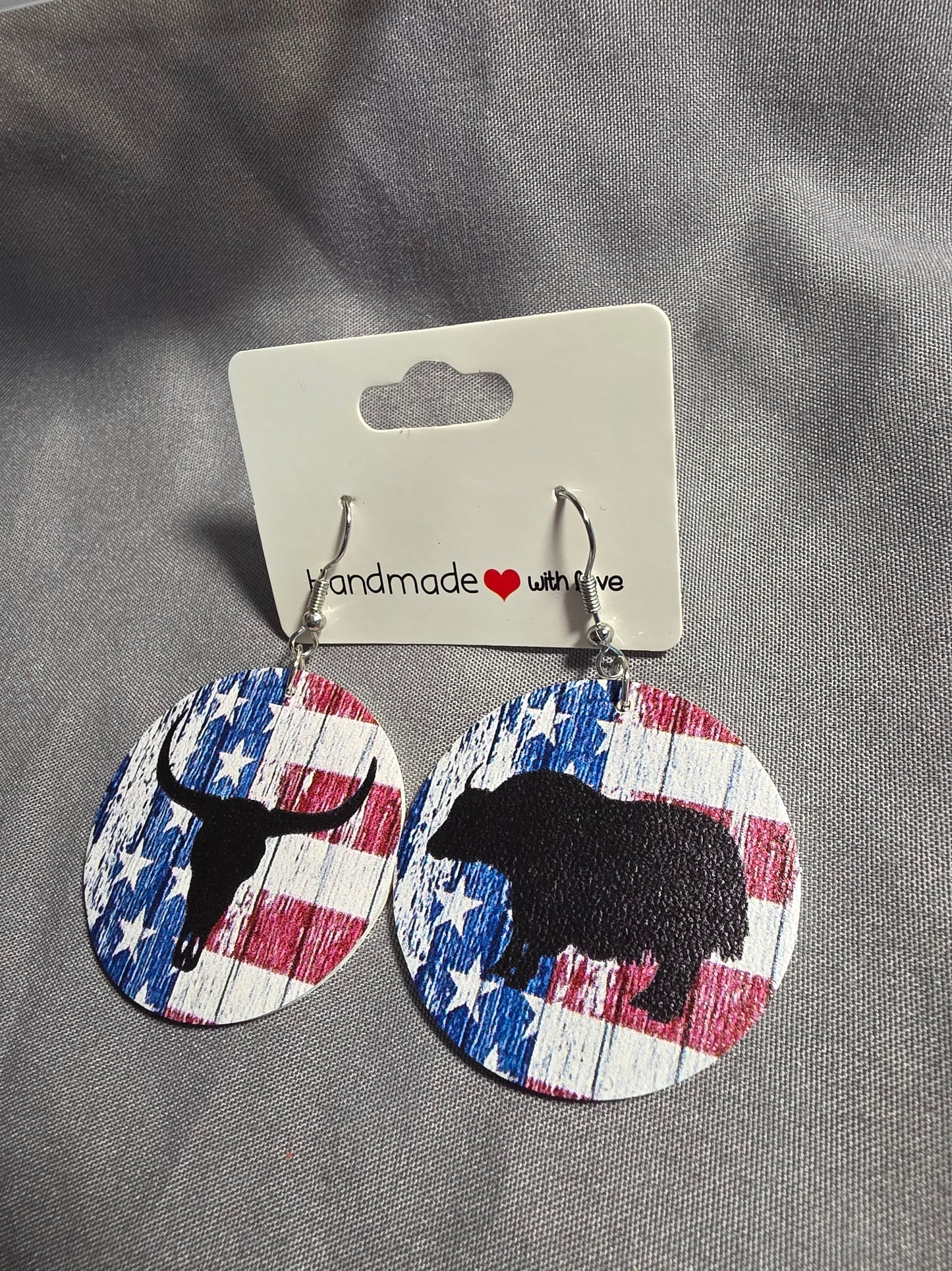 Leather Patriotic Earrings